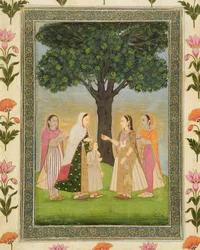 Four Ladies Meet by a Tree, from the Small Clive Album